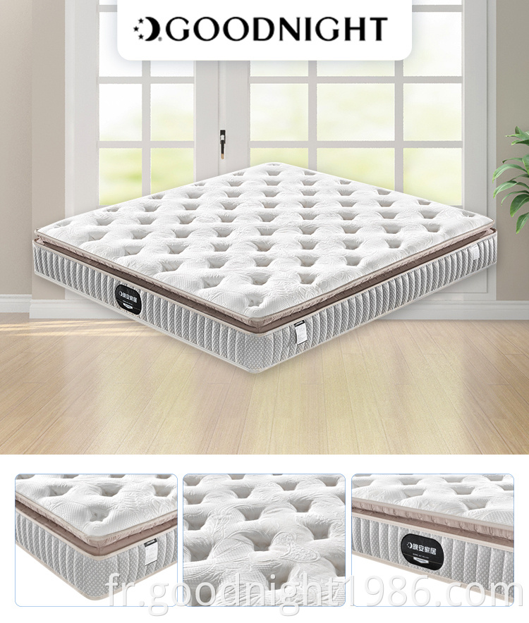 Petit matelas simple en mousse à mémoire de forme king size Queen Size à ressorts ensachés épais de conception moderne